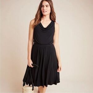 Anthropologie Maeve Women's Brianne Cowl Neck Dress Black Jersey Knit Sz. Medium
